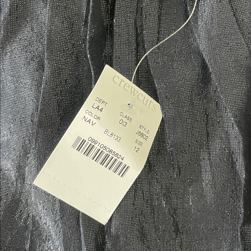NWT J.Crew Crewcuts Metallic and Tulle Navy Party Dress - Picture 2 of 7